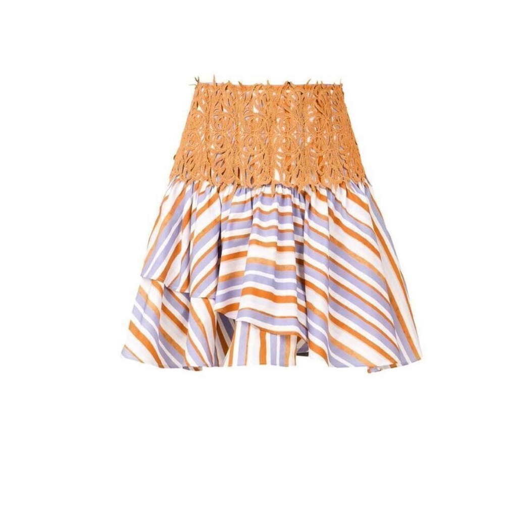 Silvia Tcherassi NWT Scatto Skirt in Violet Brown Stripes Size L
